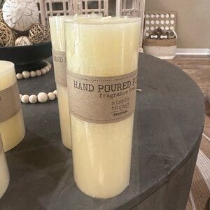 Kirklands Cream Hand Poured Pillar Candle